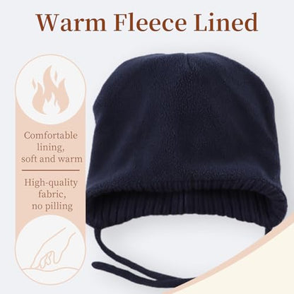 Baby Girl Winter Hats Pompom Infant Boys Beanie Knitted Kid Hat - color: Navy, size: 2-8 Years