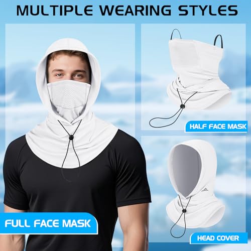 GXCROR Cooling Breathable Balaclava Face Mask Sun UV Protection Hood Shiesty Mask for Cycling Fishing Running - color: White