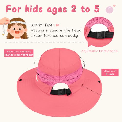 ZOORON Kids Girls Ponytail Sun Hat UPF 50+ Breathable Mesh Water-Resistant - color: Solid Watermelon Red