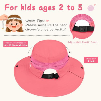 ZOORON Kids Girls Ponytail Sun Hat UPF 50+ Breathable Mesh Water-Resistant - color: Solid Watermelon Red