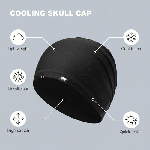 LONGLONG 2 Pack Summer Cooling Beanies Breathable Skull Caps Fits Big Heads - color: Black+black
