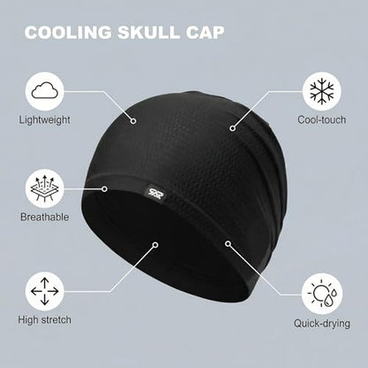 LONGLONG 2 Pack Summer Cooling Beanies Breathable Skull Caps Fits Big Heads - color: Black+black