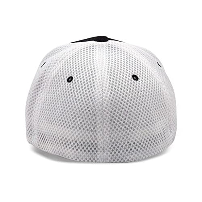 [2 Pack] Hybrid Stretch-Fitted Trucker Cap, Baseball Cap with Air Mesh - color: 2pk Black/White (Air Mesh), size: Large-X-Large