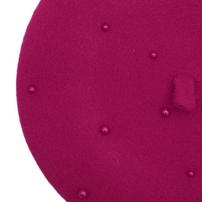 ZLYC Women French Beret Hat Winter Knitted Stretchable Beret Artist Cap - color: Pearls Hot Pink