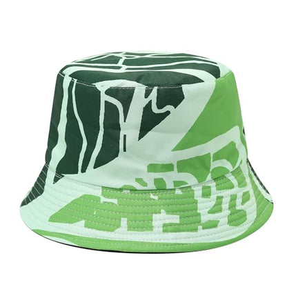Unisex Print Double-Side-Wear Reversible Bucket Hat - color: Lettuce Vein