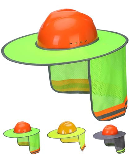 UNCO Industrial Hard Hat Sun Shield, Green, Full & Standard Brim Mesh Sunshade, High Visibility Reflective, Hard Hat Accessory - color: Green, size: 1 Pack