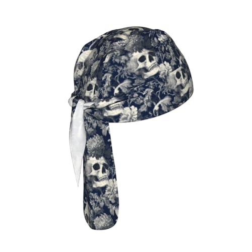Adjustable Cycling Cap, Quick Dry Sports Bandana Skull Cap Helmet Liner - color: Flower Skull