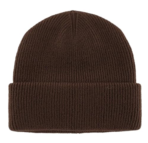 Connectyle Thick Cuffed Beanie for Men & Women Double Layer Knit Winter Hat Acrylic Watch Hat Warm Stocking Skull Cap - color: Coffee