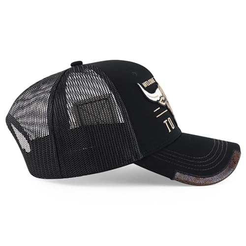 Trendy Apparel Shop Bull Embroidered Western Snapback Trucker Cap - color: Black Black 2