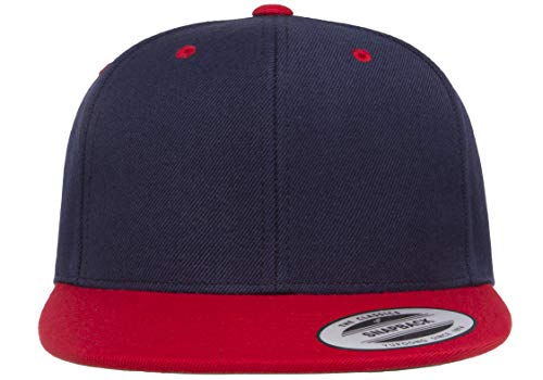 Flexfit Unisex Adult Yp Classics Premium Snapback Cap – 2-Tone - color: Navy/Red