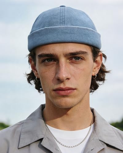 CLAPE Watch Cap Work Beanie Corduroy Docker Leon Brimless Hat Rolled Cuff Harbour Hat - color: Ct60-light Blue