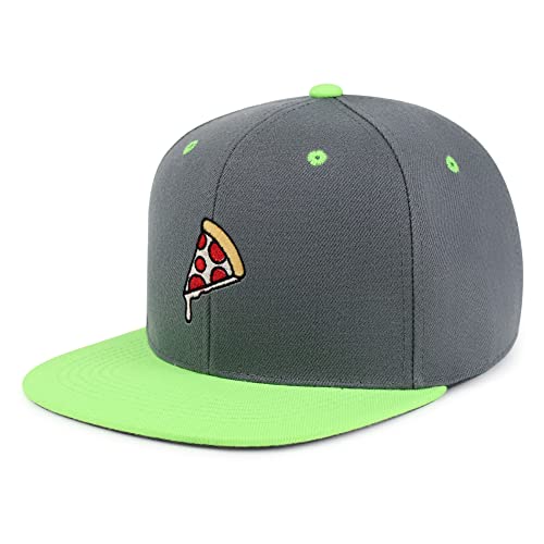 JPAK Pizza Hip-Hop Snapback Hat Embroidered Baseball Cap Foodie - color: 32. Dark Grey/Neon Green