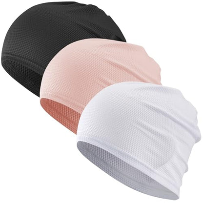 3-Pack Cooling Camo Skull Caps Summer Beanies for Men Women - color: Black+pink+white
