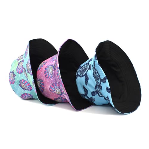 Quanhaigou Bucket Hats Unisex Summer Travel Beach Fisherman Cap for Men Women Teens - color: Blue Shells