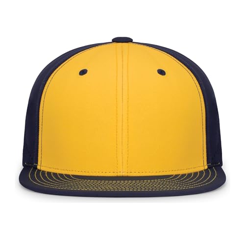 Pacific Headwear Unisex-Adult Pacific Headwear Premium Lightweight Perforated Pacflex Cap Powered By Coolcore® - color: Gold/Navy/Navy, size: X-Small