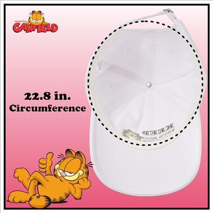 Concept One Unisex Adult Garfield Dad Hat, Cotton Adjustable Baseball Cap with Curved Brim - color: White