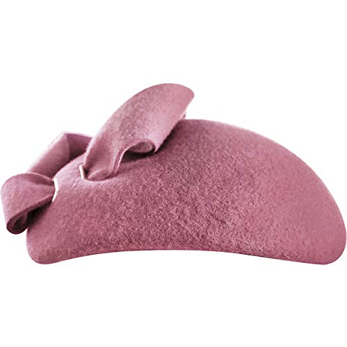 Women Wool Derby Hat for Women Pillbox Hat Wedding Hats Felt Bowknot Fascinators - color: Pink