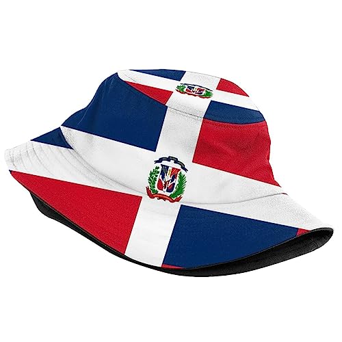 Cute Funny Flag Bucket Hat Packable Fashion Sun Cap Outdoor Flag Fisherman Hat for Women Men Boys Girls - color: Dominican Flag/S010