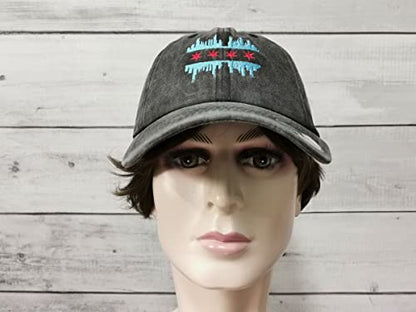 America State City Flag Hats - color: Chicago Illinois Skyline Flag (Washed Black)