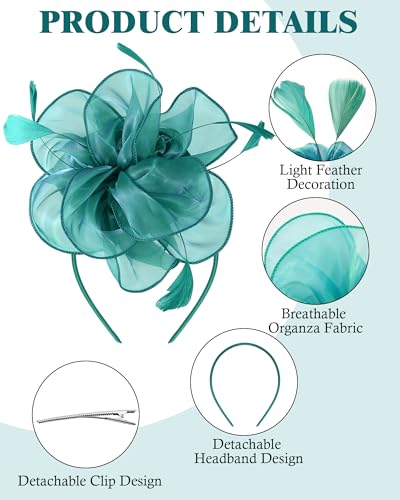Hoteam 12 Pcs Fascinators Hats Tea Party Derby Headwear for Women - style: Organza Flower Headdress