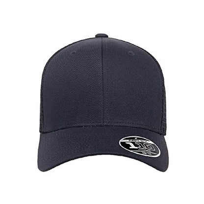 Flexfit 110M Trucker Mid-Profile Mesh Back Snapback Cap - color: Navy