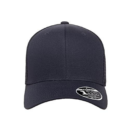 Flexfit 110M Trucker Mid-Profile Mesh Back Snapback Cap - color: Navy
