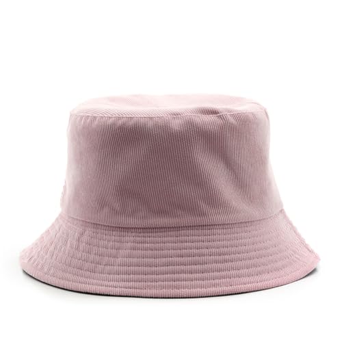 Reversible Double-Side-Wear Solid Color Bucket Hat Packable Sun Hat Fishing Cap for Women Men Outdoor Beach Travel - color: Pink