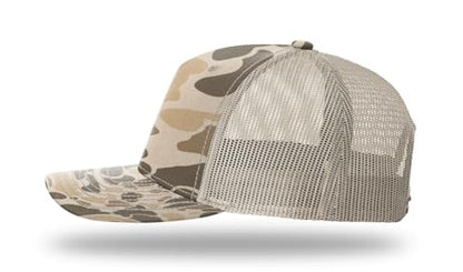 Richardson 112FP & 112PFP Classic Fit Five-Panel Snapback Trucker Cap |OSFM - color: Harvest Duck Camo/Light Tan