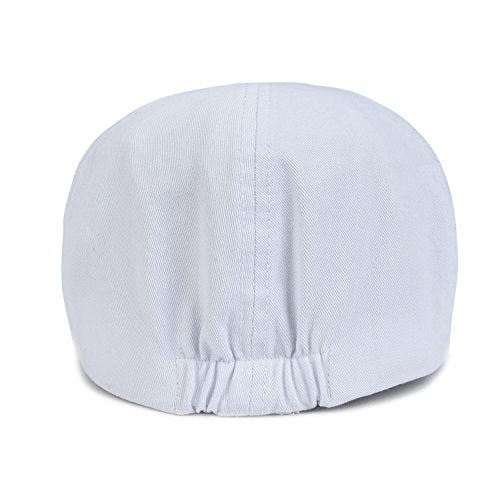 VOBOOM Cotton Flat Cabbie Hat Gatsby Ivy Irish Hunting Newsboy Cap - color: White