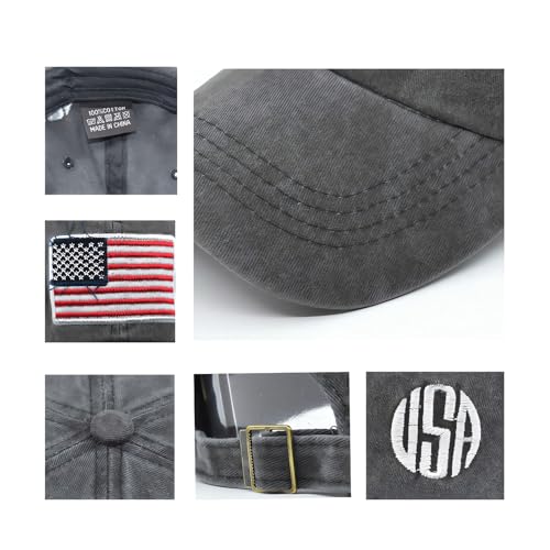 American Flag Baseball Caps Embroiderred USA Flag Patriotic Dad Hat Adjustable Trucker Hats for Men Women - color: American Flag Black