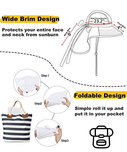Tirrina Women's Sun Hat Wide Brim, UV Protection Sun Hats for Women - color: #White