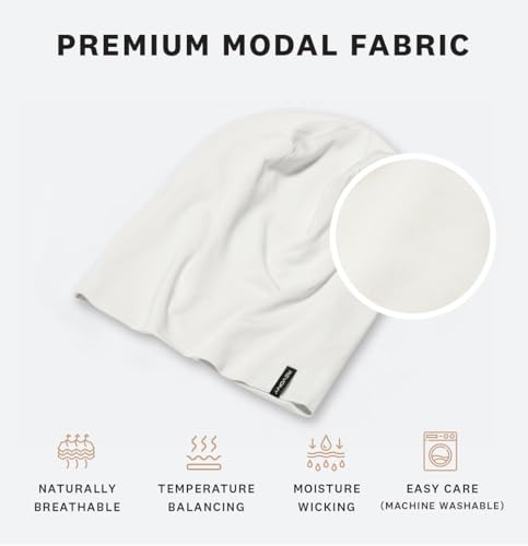 Summer T-Shirt Beanie for Men & Women - Soft Modal - Slouchy Style - color: White