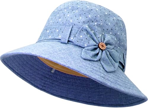 Women Cloche Bucket Hat Vintage Fedora Bowler Hats - color: Blue