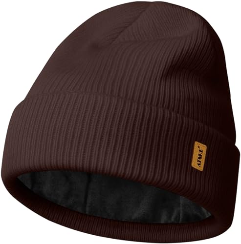 ATNKE Beanie for Men Women, Soft Warm Fleece Lined Winter Ski Beanies Hat Unisex Thick Stocking Knit Cuffed Skull Cap - color: #Coffee