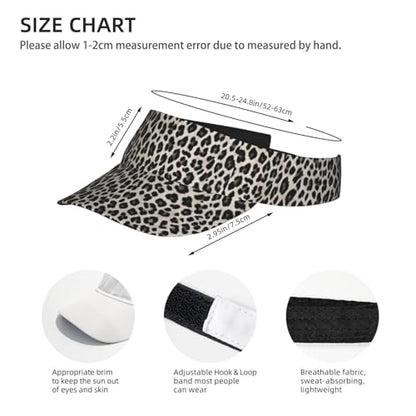 Unisex Sports Sun Visor Hats Adjustable Lightweight Packable Printed Empty Top Cap for Running Pickleball Golf Tennis - color: Light Grey Leopard
