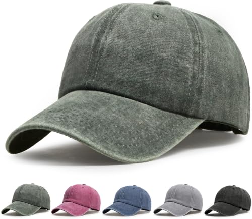Vintage Cotton Baseball Cap Low Profile Dad Hat for Men Women - color: Army Green
