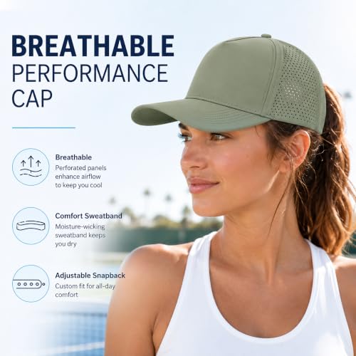5 Panel Baseball Cap Quick Dry Mesh Snapback Hat for Women Men - color: Sagegreen