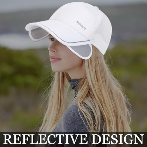 2Pcs Mesh Back Baseball Cap with Retractable Brim for Men Women UV Sun Protection Breathable Tennis Golf Visors Hats - color: White&beige