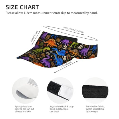 Sun Visor Hats Adjustable Open Top Sport Hat for Golf Women/Men - color: Dinosaur