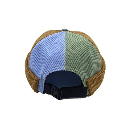 Men Hats Docker Cap Hats Beanie Sailor Cap Worker Hat Rolled Cuff Retro Brimless Hat with Adjustable - color: 304-blue