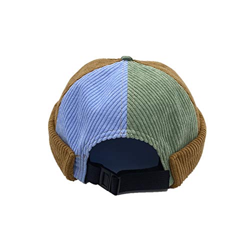 Men Hats Docker Cap Hats Beanie Sailor Cap Worker Hat Rolled Cuff Retro Brimless Hat with Adjustable - color: 304-blue