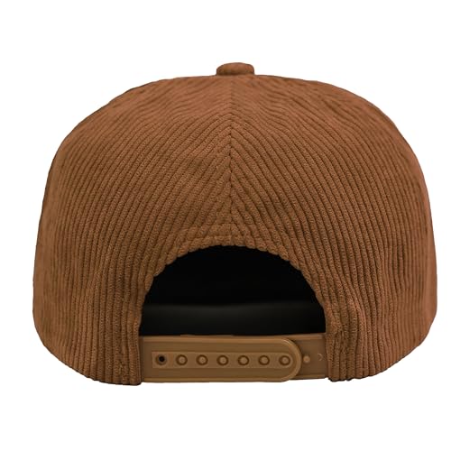 7 Panel Corduroy Cap – Structured Cotton Snapback Flat Bill Adjustable Unisex Streetwear Hat - color: Cooper