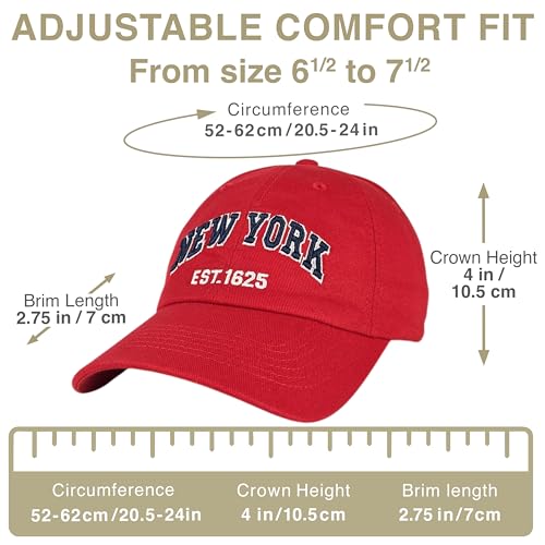 E BY ELIDAN NY Dad Hat, New York EST.1625 Cotton Baseball Cap Women & Men - color: Red