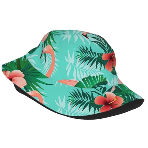 Bucket Hat for Men Women Funny Hat Unisex Foldable Summer Travel Beach Hat - color: Flamingos Bucket Hats