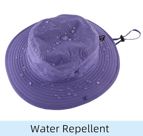 Connectyle Sun Hat for Men Women Outdoor UV Protection Safari Hat for Fishing Hiking Gardening Breathable Cowboy Hat UPF50 - color: Purple
