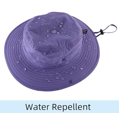 Connectyle Sun Hat for Men Women Outdoor UV Protection Safari Hat for Fishing Hiking Gardening Breathable Cowboy Hat UPF50 - color: Purple