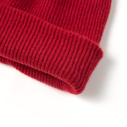 100% Pure Cashmere Double-Layered Beanie Hat for Women & Men, Winter Warm Soft Unisex Ribbed Skull Cap Hat