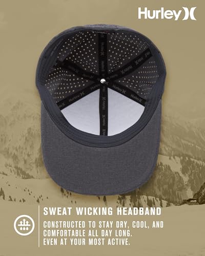 Hurley Men's Baseball Cap - Sweat-Wicking Fitted Baseball Hats for Men (S-XL) - color: Black Heather, size: Large-X-Large