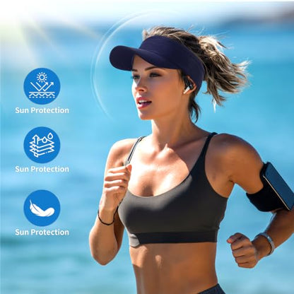 HH HOFNEN Sports Sun Visor Unisex Cooling Cap Lightweight Stretchy Packable - color: #1 Navy