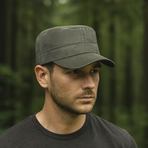 TopTie Army Cadet Cap Hat Polyester Cotton Twill Security Hat - color: Black